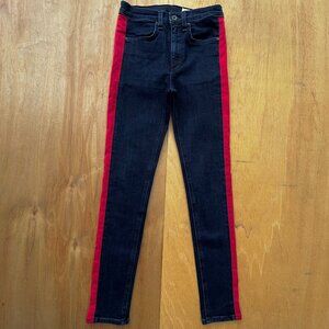 RAG & BONE MAZIE SKINNY RED RACING STRIPED HIGH RISE JEANS WOMEN’S sz 26